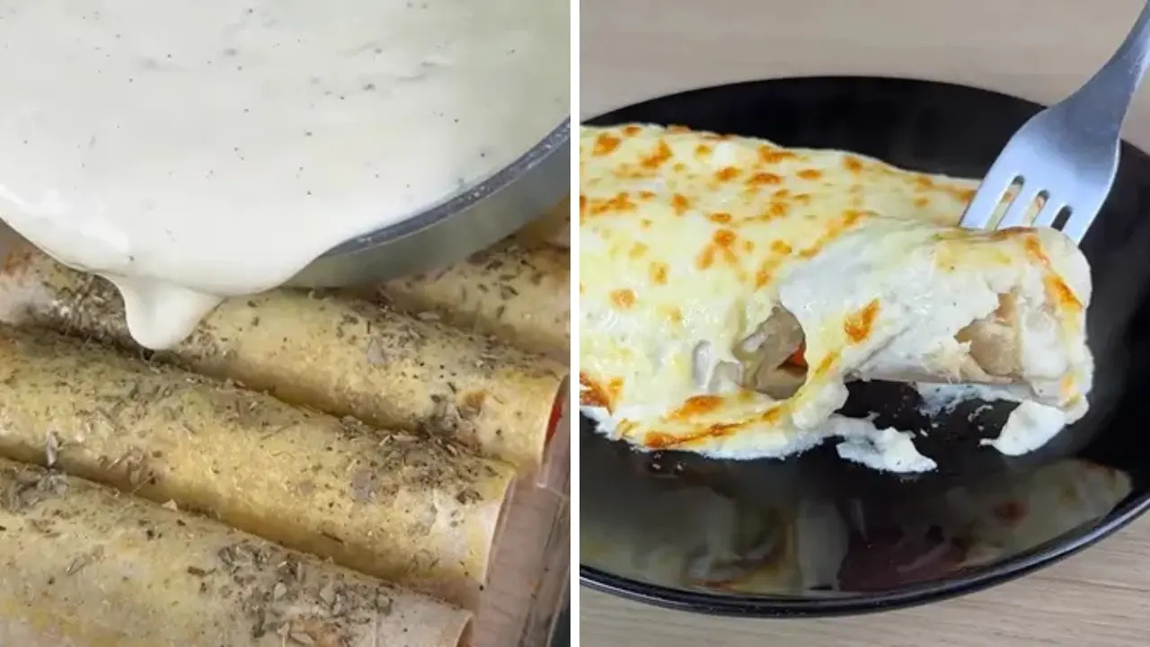 Tortilha de salsicha gratinada