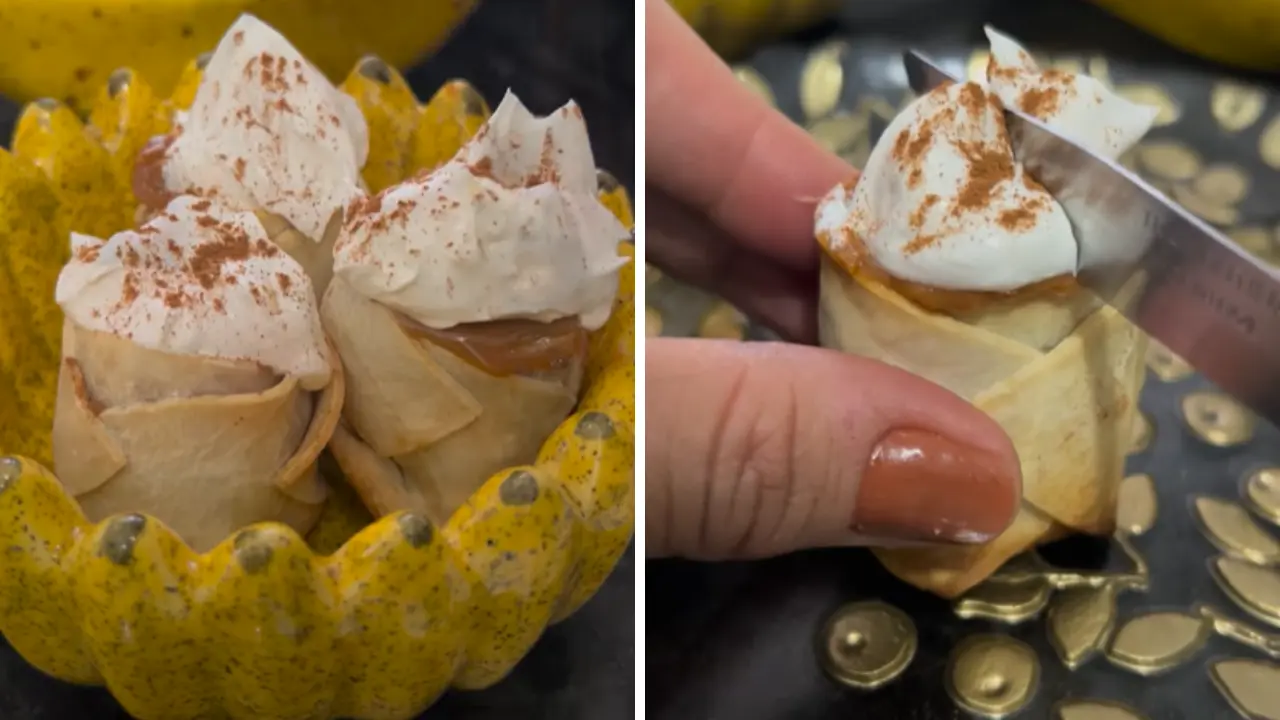 Fiz essas Mini Banoffee com massa de pastel e virou a sensação das sobremesas rápidas