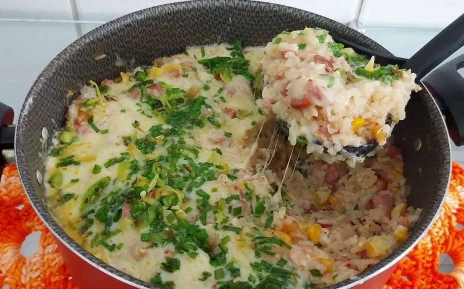 Arroz cremoso com calabresa